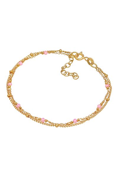 ELLI Bracelet Ladies Ball Chain Filigree Pink With Quartz Beads In 925 Sterling Silver