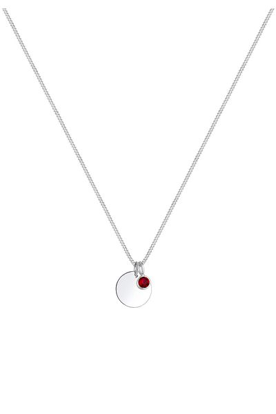 ELLI Halskette Damen Plättchen Geburtsstein April Anhänger mit Kristall in 925 Sterling Silber