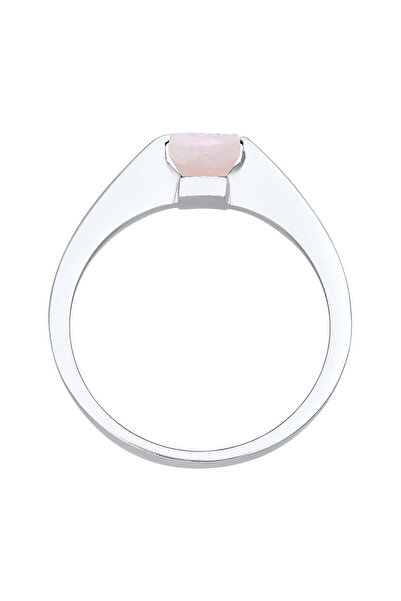 ELLI Dámský prsten se čtvercovým solitérem s drahokamem křemen ze sterlingového stříbra 925, pozlacený