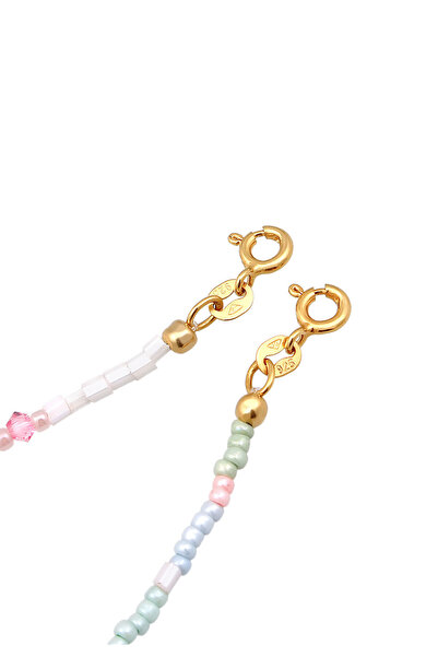 ELLI Detský náramok zo sklenených korálok pastelovej farby, sada 2 kusov, pozlátený striebrom 925