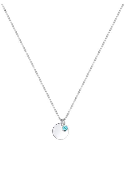 ELLI Halskette Damen Plättchen Geburtsstein April Anhänger mit Kristall in 925 Sterling Silber