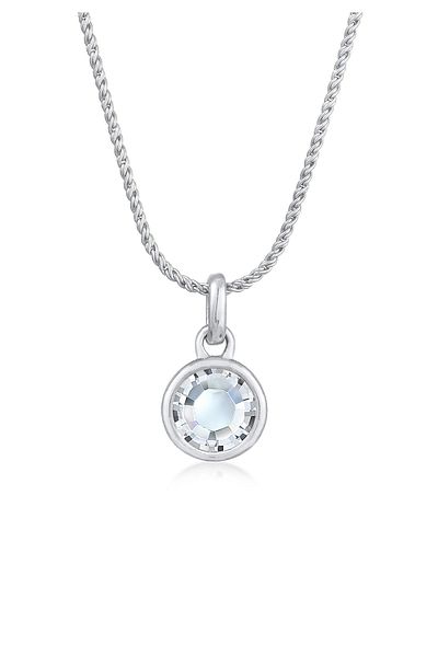 ELLI Colier Doamnă Snur Solitar Pandantiv Cu Cristal În Argint Sterling 925