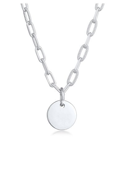 ELLI Colier Damă Placă Pandantiv Link Colier Trend Basic În Argint Sterling 925