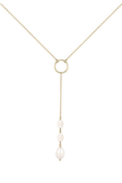 ELLI Necklace Y-shape Geo Pendant Freshwater Cultured Pearls 925 Sterling Silver Gold Plated