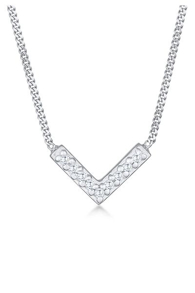 ELLI Colier de damă în formă de V, elegant, strălucitor, cu cristale de zirconiu, din argint 925