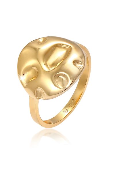 ELLI Ring Women's Platelet Coin Round Structure Geo Look In 925 Sterling Silver