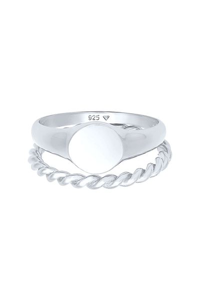 ELLI Inel Doamnă Inel Signet Duo Basic Trend În Argint Sterling 925