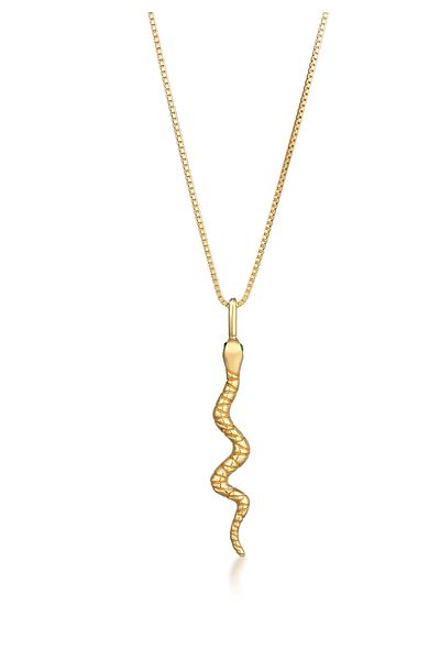 ELLI Necklace Ladies Snake Pendant Trend With Zirconia Crystals In 925 Sterling Silver Gold Plated