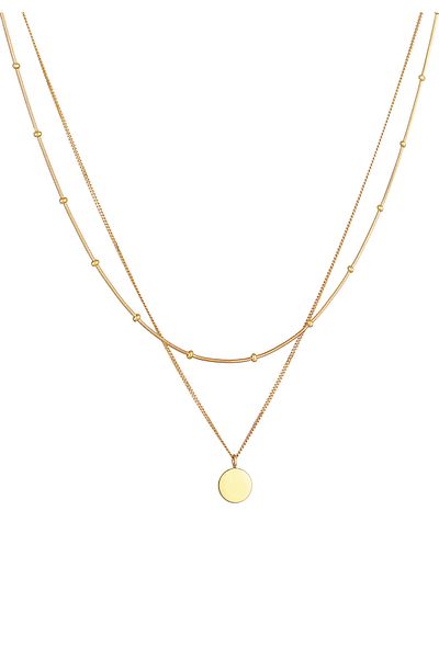ELLI Necklace Ladies Plate Pendant Basic 2-layer In 925 Sterling Silver