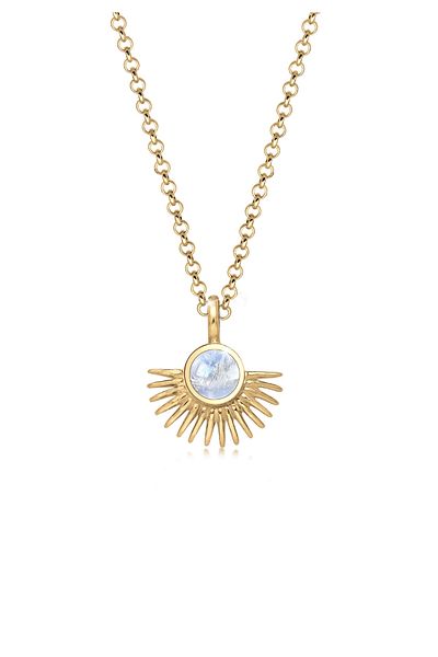 ELLI Necklace Women Fan Pendant With Moonstone In 925 Sterling Silver