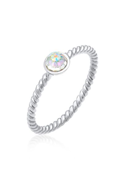 ELLI Inel Solitaire Răsucit Cu Cristale În Argint Sterling 925 Placat Aur