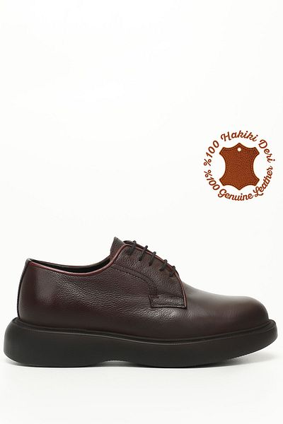 GÖNDERİ(R) Men's Burgundy Floater Laced Genuine Leather Classic Shoes