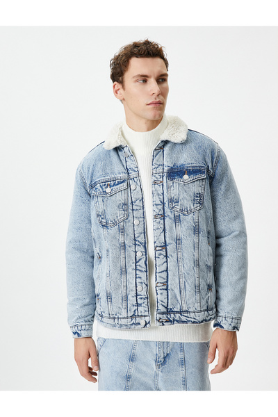 Koton Kot Ceket Düğmeli Suni Kürk Detaylı Klasik Yaka Cepli