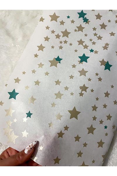 Hayal.kirtasiyesi 100 Patterned Pelur Paper - Economic Package 50X70 Cm, Gold Valentine's Day New Year