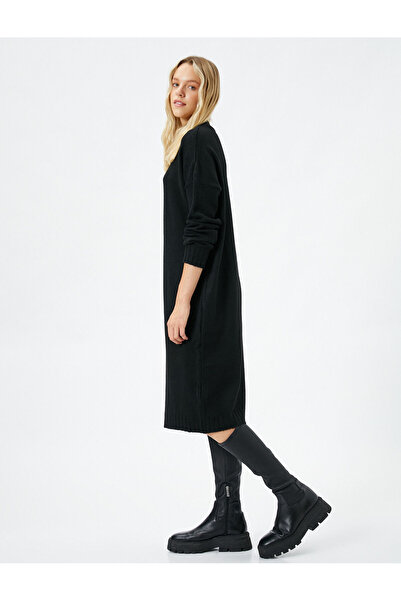 Koton Tricotaj Rochie Guler Stand mânecă lungă