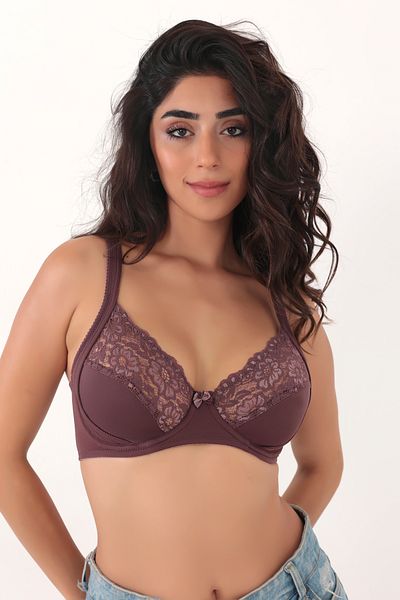 Malika Sutien cu dantelă de culoare prune cu bretele groase 4676002 -camilia
