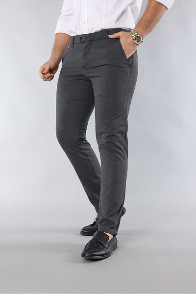 MY VİNTAGE Men's Italian Cut Slim Fit Narrow Leg Fabric Trousers