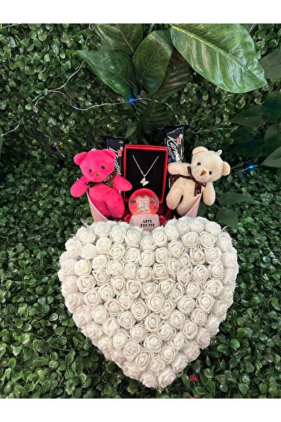 PİNK SHAKE Sevgiliye Arkadaşa Hediye Kutusu Güllü Kolyeli Çikolatalı Kar Küre...