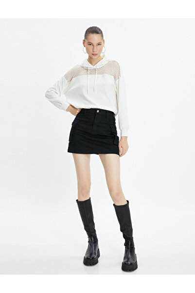 Koton Hanorac cu glugă cu mânecă lungă cu detaliu din plasă