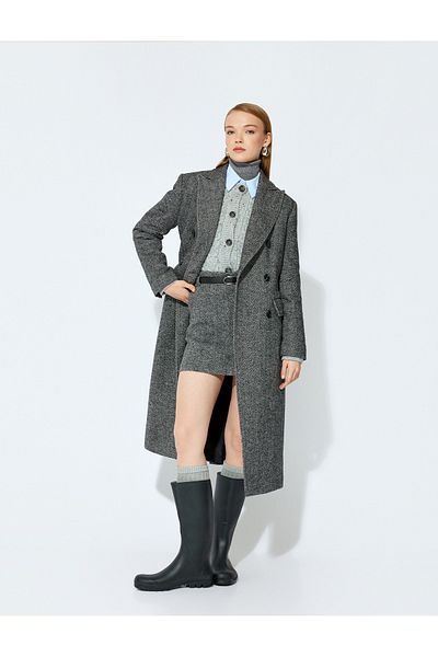 Koton X Şahika Ercümen - Fusta mini în formă de A cu textura moale, cu buzunare cu curea