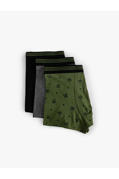 Koton Βαμβακερό Σετ Boxer 3 τεμαχίων - Εκτύπωση με θέμα το παιχνίδι, Πολύχρωμο