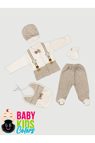 baby kids colors Papyonlu 5'li yeni doĞan hastane çıkışı zıbın seti