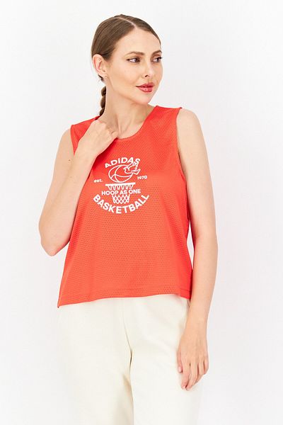 adidas Women Sportswear Fit Brand Logo Tank Top, Red