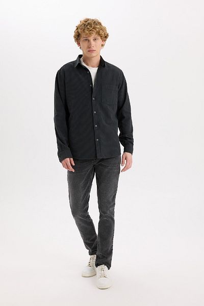 DeFacto Regular Fit Striped Cotton Long Sleeve Shirt E1944Ax24Au