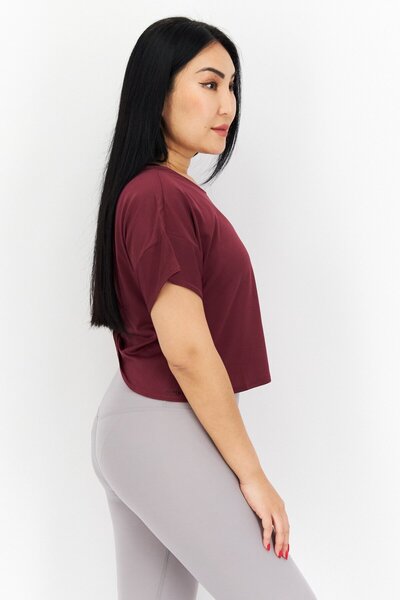 adidas Women Sportswear Fit Short Sleeve Training Top, Maroon