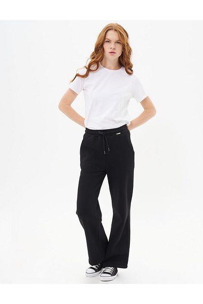 Kayra Black 3 Thread Elastic Waist Trousers