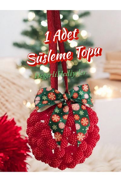 GÜLSEMALİ 1 Red Christmas Ball - Use for All Kinds of Organization Decorations