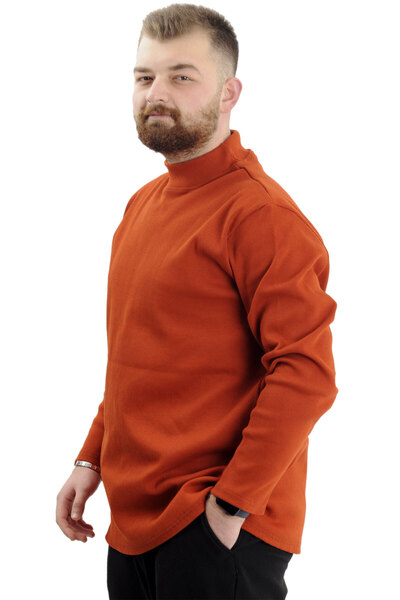 ModeXL Long Sleeve Half Fisherman Mode XL Plus Size Sweater - Cinnamon 22558