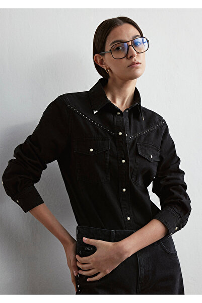 Mavi Dixie Antrasit Jean Gömlek Fitted / Vücuda Oturan Kesim 1210994-89498