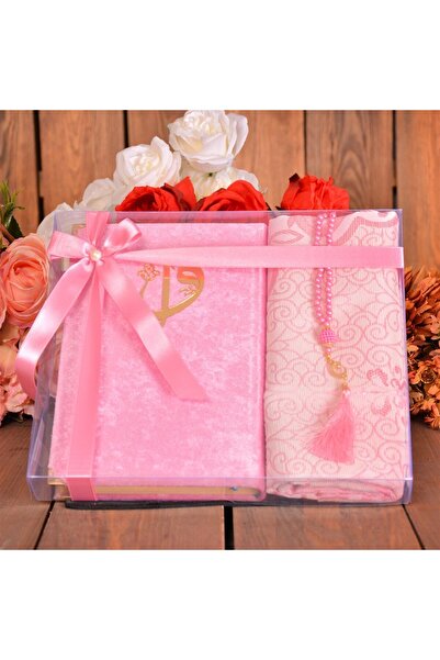 Medrese Yayınları Kutulu Kadife Kuranı Kerim İnci Tesbihli Simli Goblen Secca...