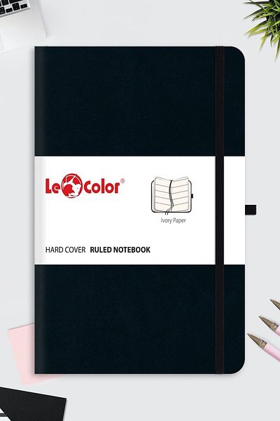 Le Color Undated Classic Notebook Rec Note 13x21 Striped Black