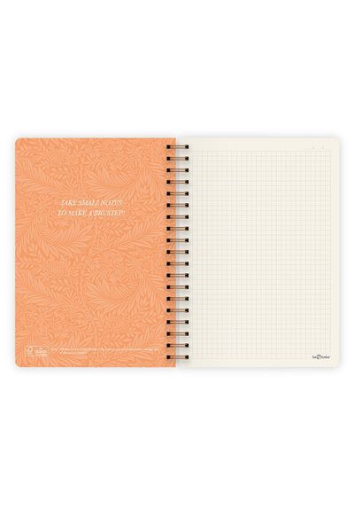 Le Color دفتر ملاحظات حلزوني نباتي أحمر - 17x24 سم مربعات