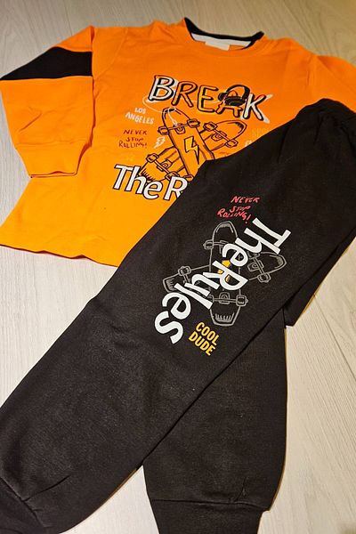 peki baby&kids Boys' Skateboard Pajamas Set - Tracksuit, Bottoming Top Pants, Sweat T-Shirt Gift Set of 5 16568