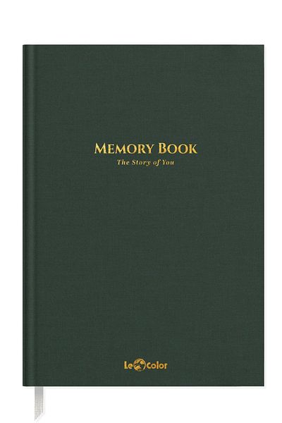 Le Color Green Linen Album - Fountain Pen Compatible, Gold Edged Keepsake Book