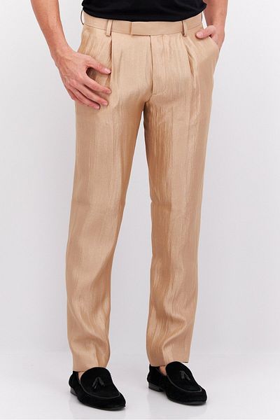 Asos Design Men Tapered Shiny Dress Pants, Tan