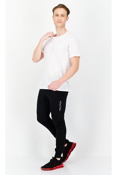 Nautica Men Regular Fit Brand Logo Sweatpants, Black
