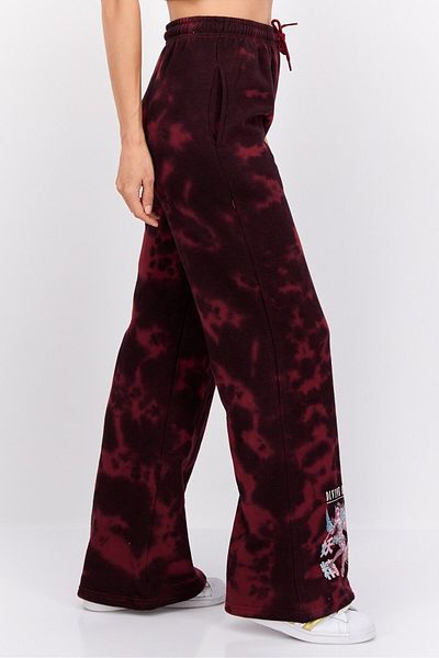 NEW girl ORDER Women Tie Dye Drawstring Sweatpants, Maroon