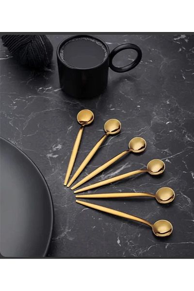 TARIK HOME 6 titantum bright Gold stainless steel tea spoons not tarnish