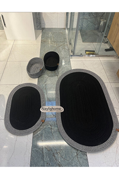 naylişhome 70x120cm, 40x60cm. Set de baie cu 2 covorașe și 2 coșuri ovale. pe...