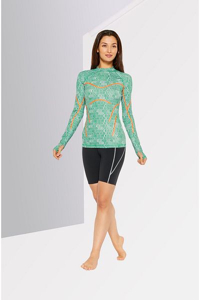 adidas Women Abstract Print Rashguard, Green Combo