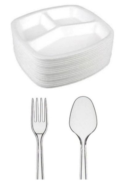 TUSEMİX Tusemix 150 Pcs Foam Tabildot, 150 Plastic Prongs, 150 Plastic Spoon