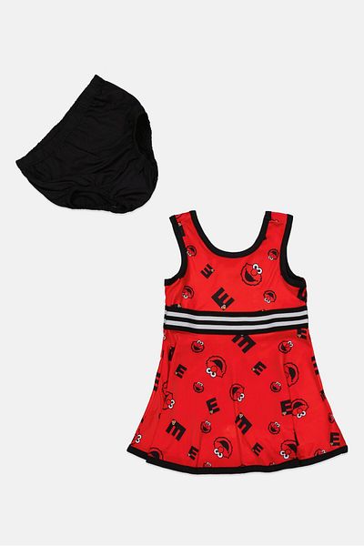 ISAAC MIZRAHI Toddlers Girl 2 Piece Sleeveless Dress With Panty, Red Combo