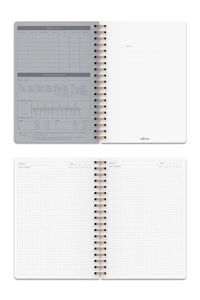 Le Color Gray Kraft Office Notebook - Spiral and Checked