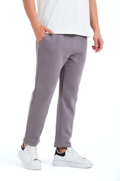 JUSTEVER Ανδρικό παντελόνι αθλητικής φόρμας Relaxed Fit Raised με φλις εσωτερικά γκρι - Atlas