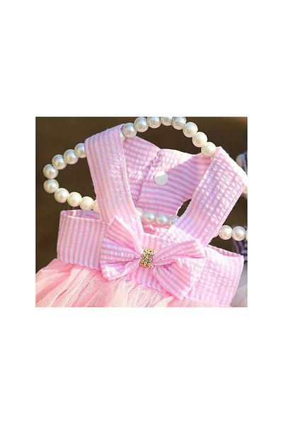 La Saade Pink Tulle Y2K Cat Dog Outfit Clothes - with Bow