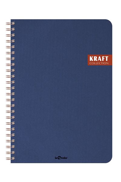Le Color Kraft Office Notebook Spiraled Striped Dark Blue